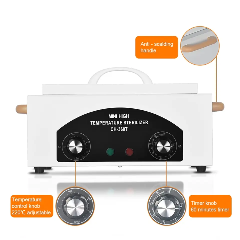 Esterilizador de herramientas de alta temperatura 2230ML, temperatura ajustable 50-220°C, equipo de limpieza ideal para barberías, salones, hospitales de mascotas y clínicas dentales, adecuado para tijeras de belleza y manicura 2