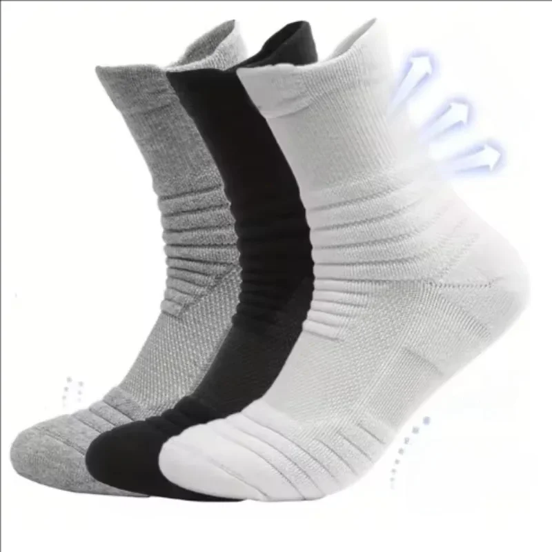 AliExpress NONE 3pairs/Lot Men's Socks Compression Stockings Breathable Basketball Sports Cycling Socks Moisture Wicking High Elastic Tube Socks