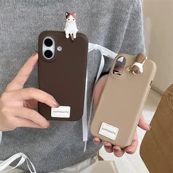 Kawaii Cartoon Cat Phone Case for Apple iPhone 16 Pro 15 14 12 13 Pro Max Back Cover Protective Cases for iphone 14 promax Funda
