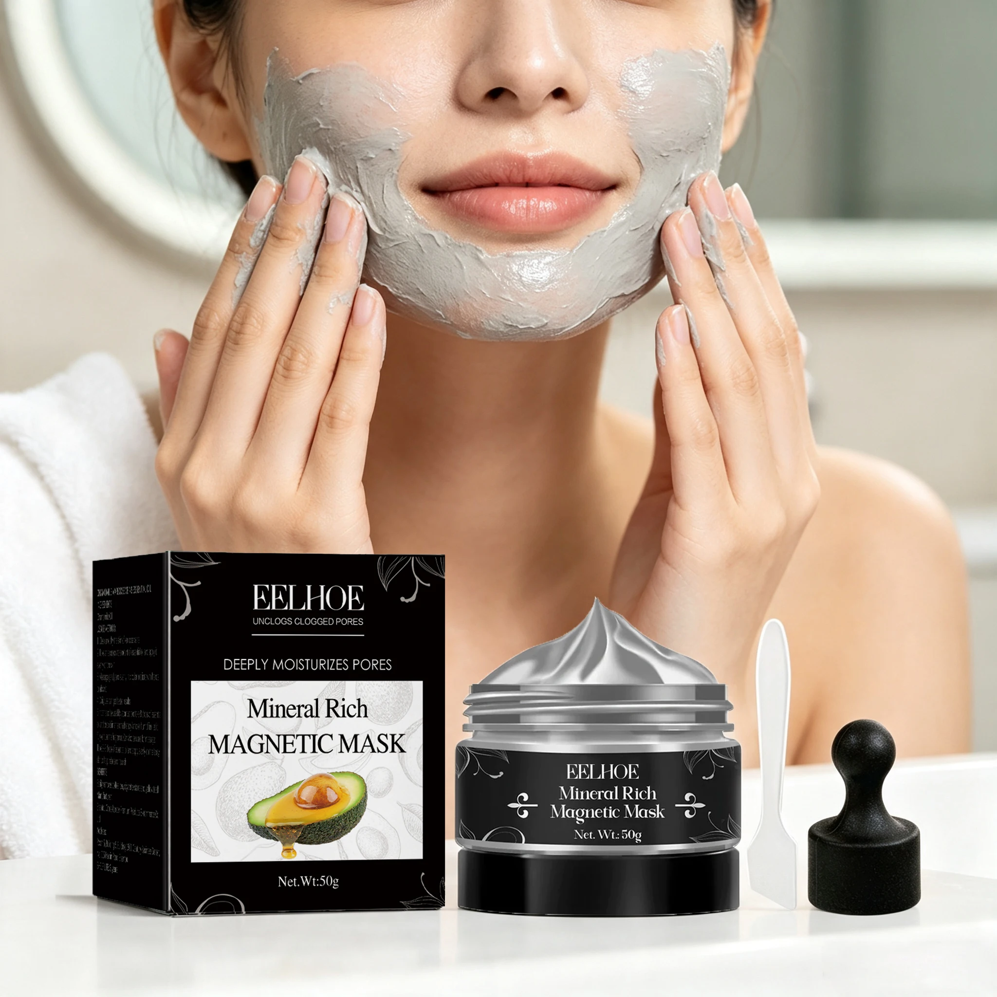 50g Avocado Oil Face Clay Mask Deep Moisturizing Enhance Smoothness Blackhead Removal Improve Skin Texture Oil Control Acne Care Face Clay Mask