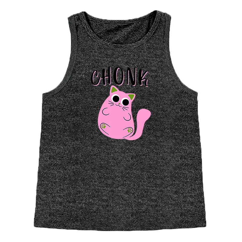 Cute Cat Fashion Women's Safety Tank Top Loose O Neck Sleeveless Casual Women's Tank Top