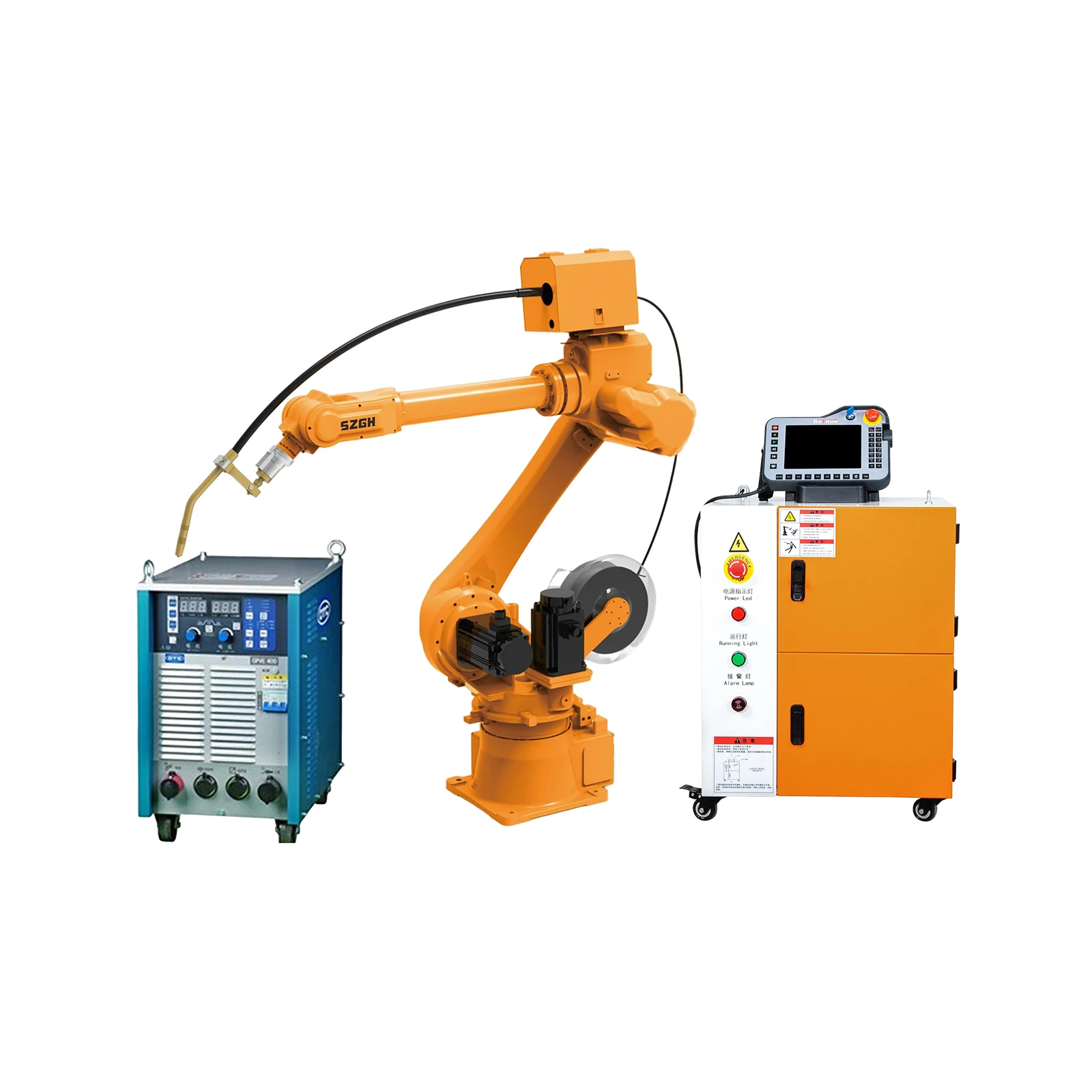 หุ่นยนต์เชื่อม 6 แกนของจีนพร้อมเครื่องเชื่อม OTC 400A