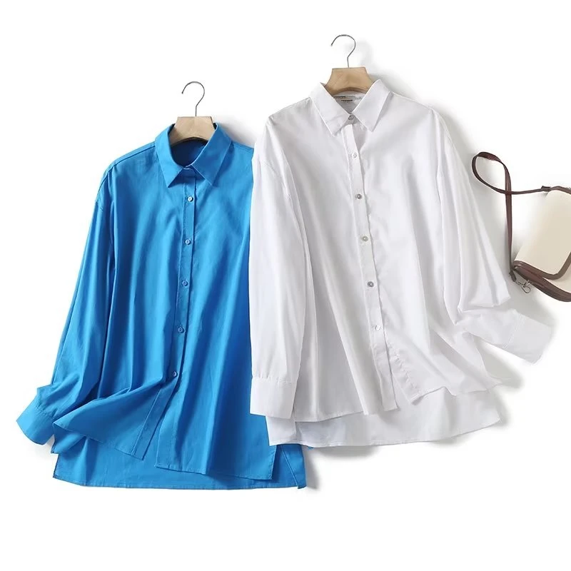 

Jenny&Dave Casual Commuter Shirt Women's Tops French Fashion Ladies Simple Cotton Linen Shirts