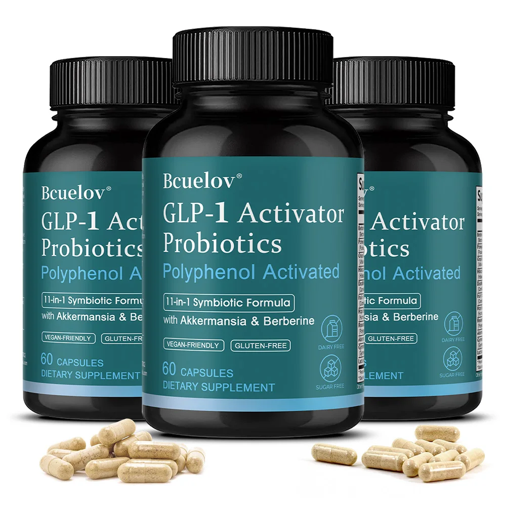 GLP-1 Probiotic Capsules, Akkermansia Muciniphila, Berberine, Grape Seed, Supports Daily Gut Flora Balance & Digestive Wellness