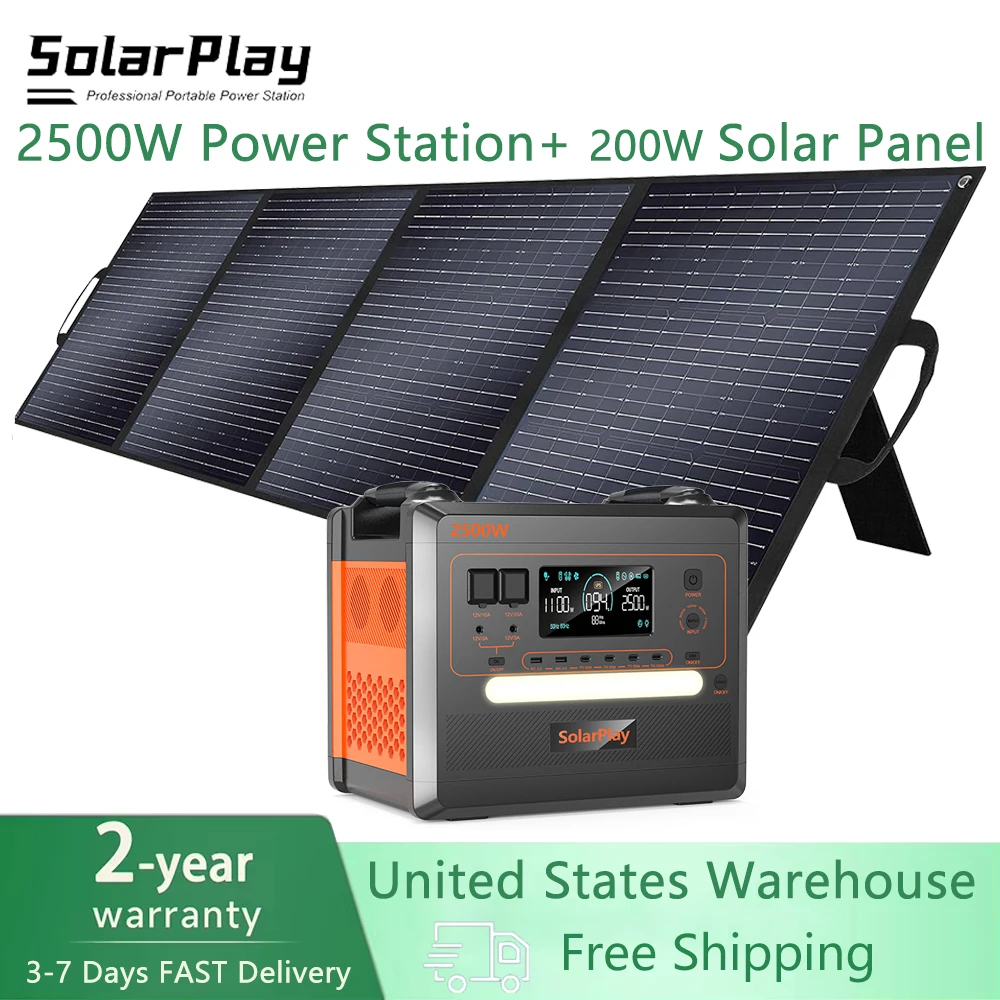 High-Capacity 2304WH Portable Power Station With UPS Function For Camping and Solar Generator SOLARPLAY 2500W Lifepo4 Battery