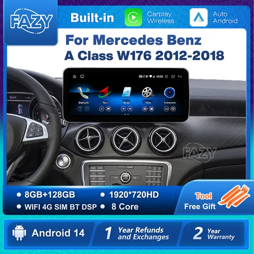 Android 14 Autoradio Carplay Android Auto Touchscreen für Mercedes Benz A-Klasse W176 Auto Intelligente Systeme 4G GPS Navigation