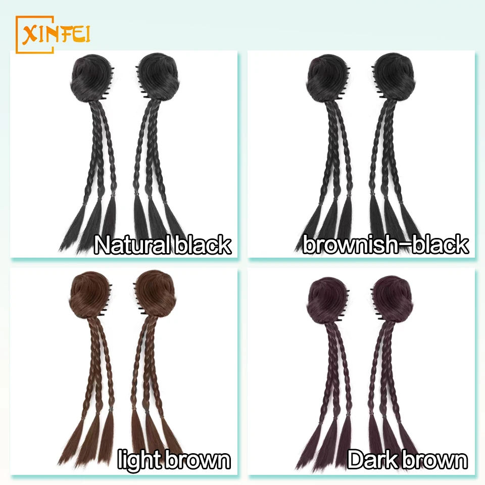 XINFEI Claw Chignon with Braid Ponytail Hairpieces Women's Low Ponytail Gradually Simulating A Natural Wig With Ponytail Braids