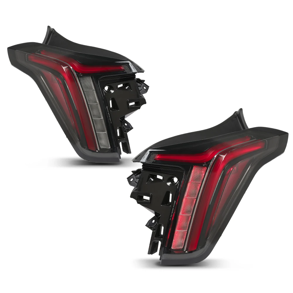 1Pair Led Drl Black Red Lens Tail Light Left+Right Fit for 2020-2025 Cadillac Ct5