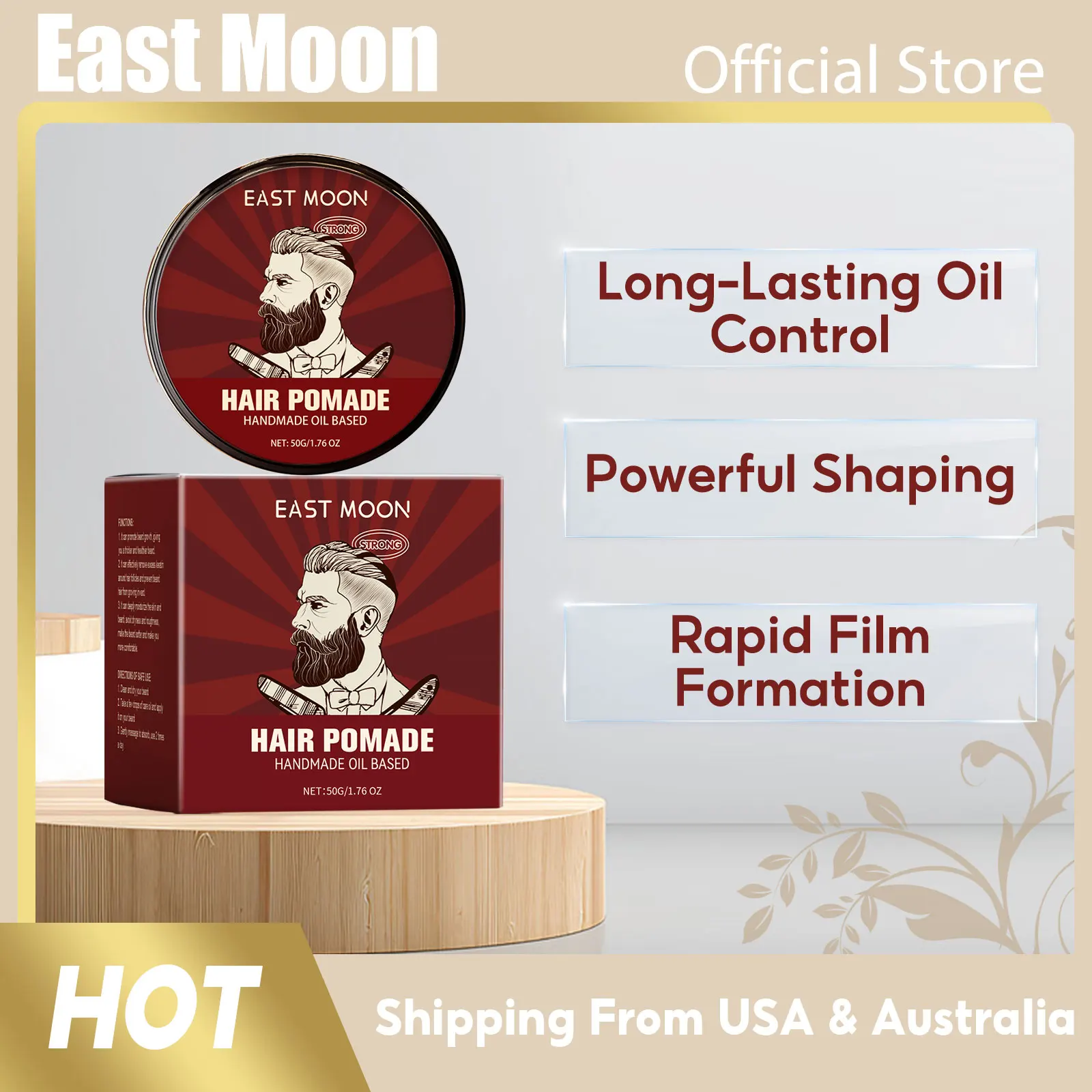 

Rosemary Hair Styling Pomade Strong Hold Finished Molding Low Shine Deeply Moisturizing Long-Lasting Fluffy Men Hair Shaping Wax