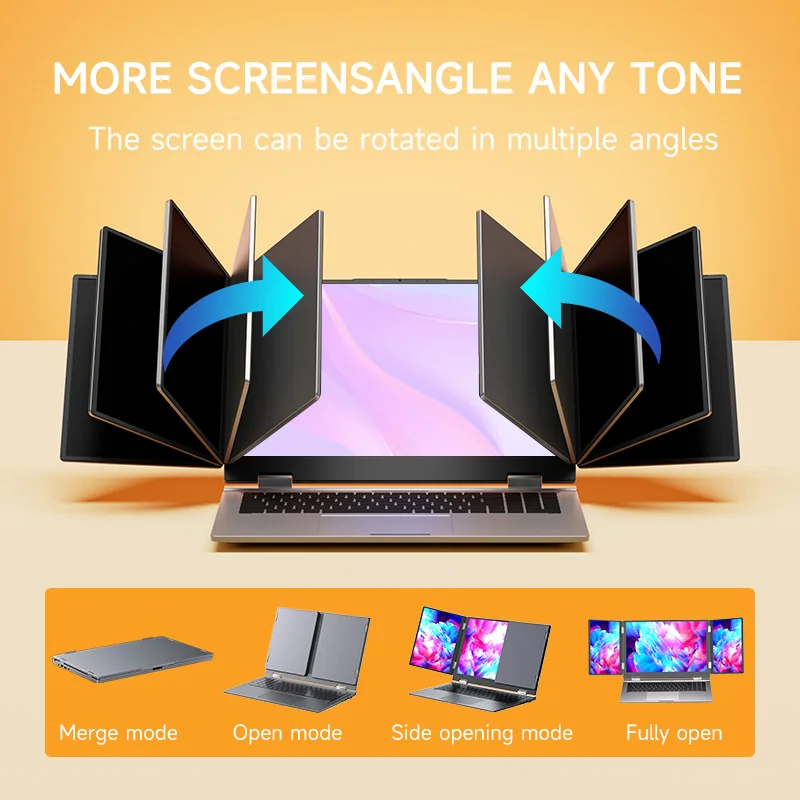 New Generation Triple-Screen Laptop Computer Intel i5 12th Windows 11 Pro 32G RAM 1TB M.2 SSD WiFi RJ45 Notebook