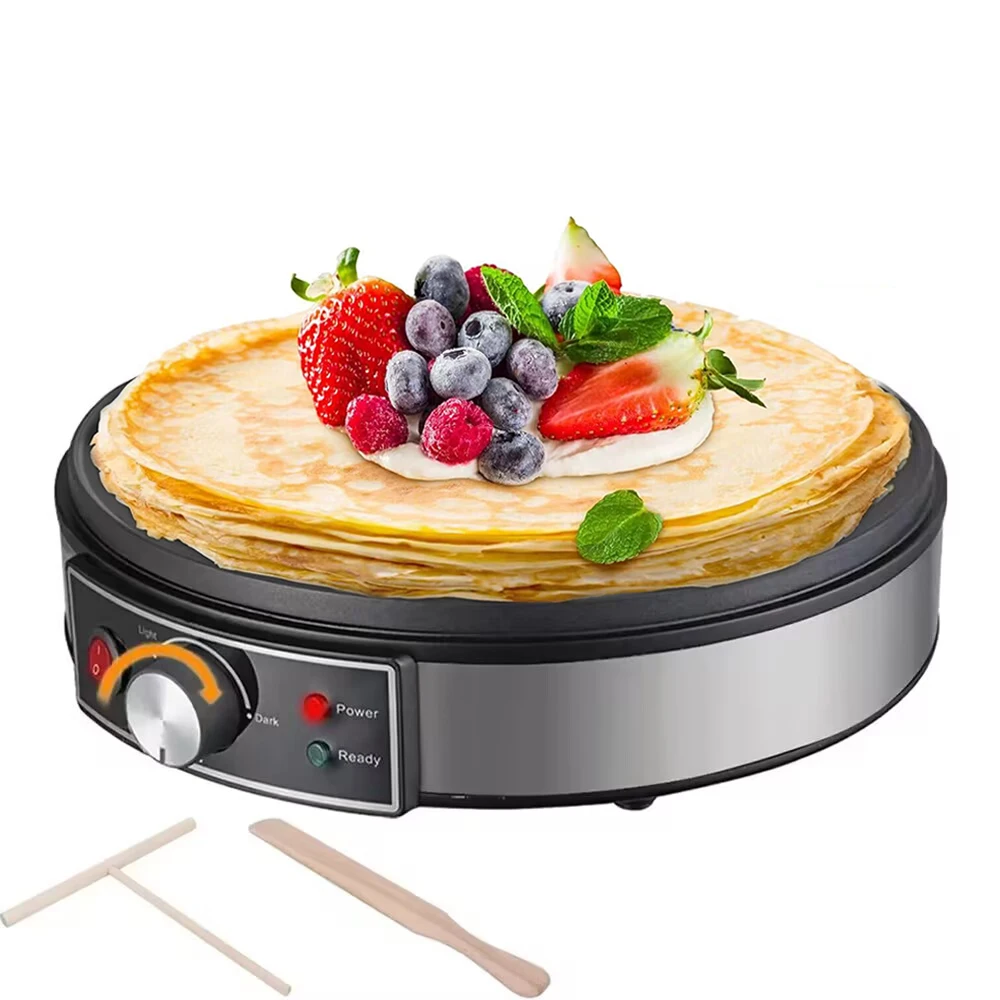 Electric Griddle Crepe Maker Cooktop - Nonstick Griddle Crepes Maker with LED Indicator Lights  Adjustable Temperature Control