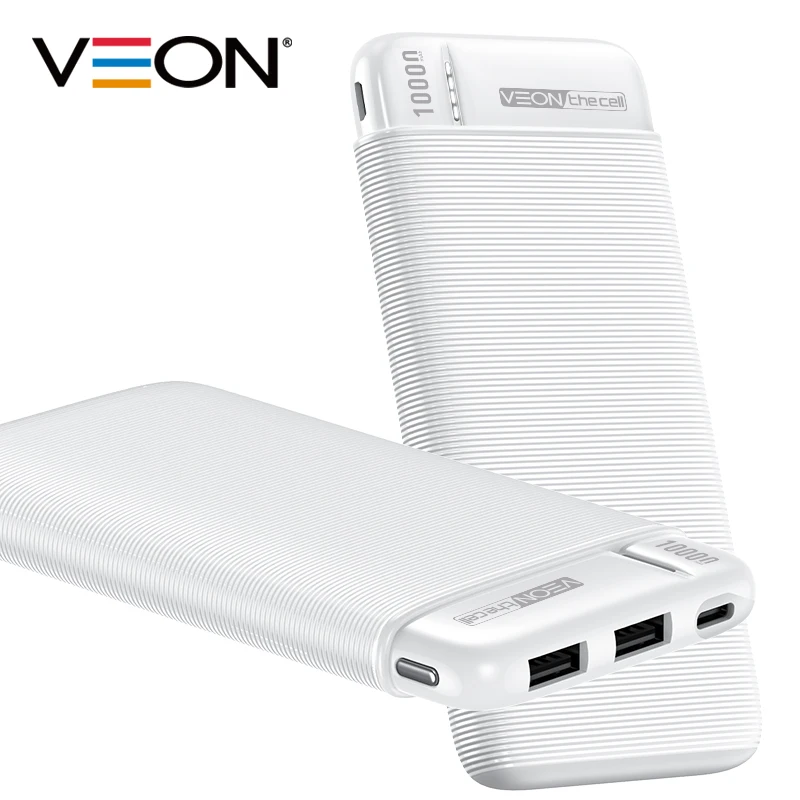 1 + 1 Veon 10000mAh auxiliary battery 3 port (with type C cable)