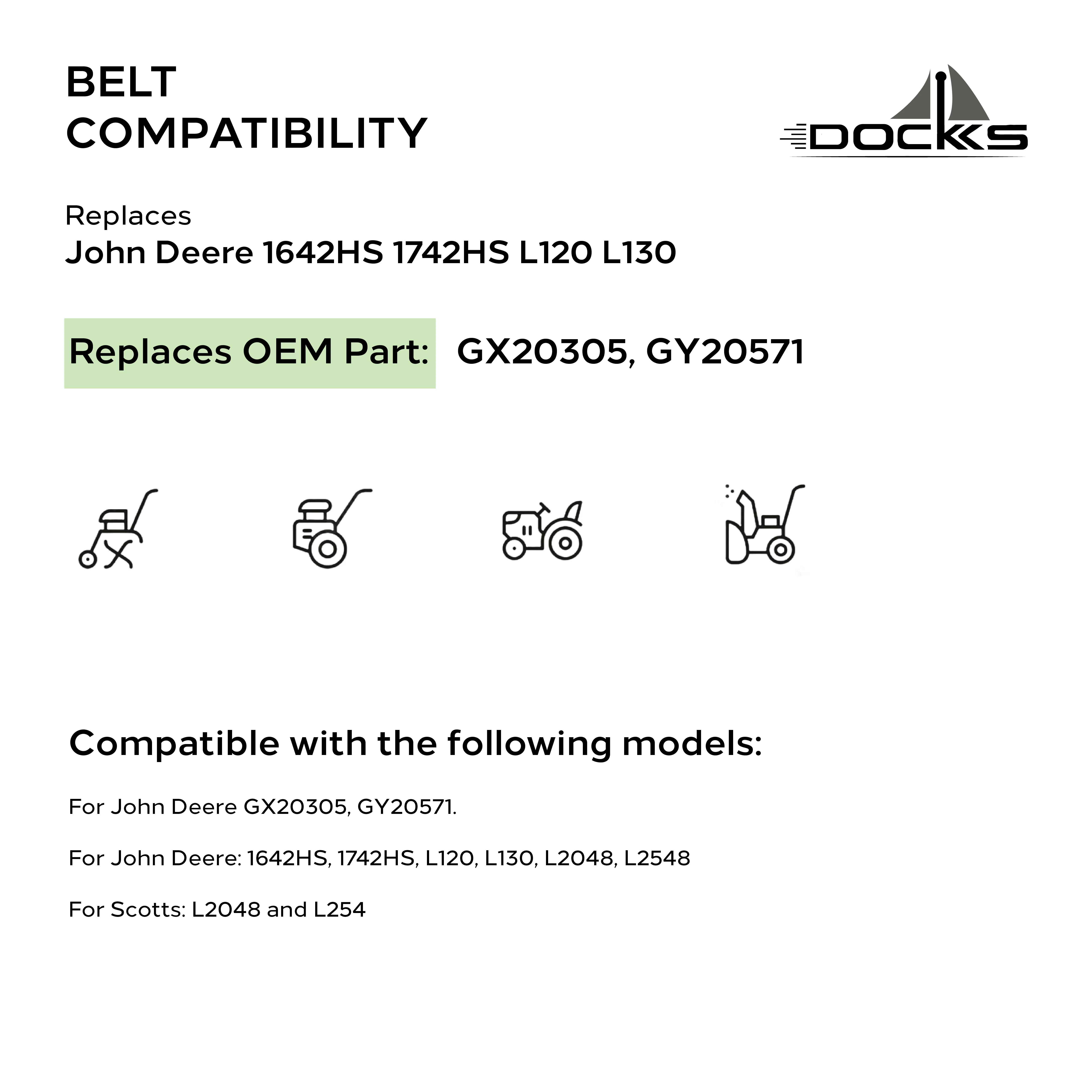 Piezas de muelles, correa de transmisión de cubierta de cortacésped GX20305/cable Kevlar/139.500 pulgadas/para John Deere 1642HS 1742HS L120 L130 L2048 L2548