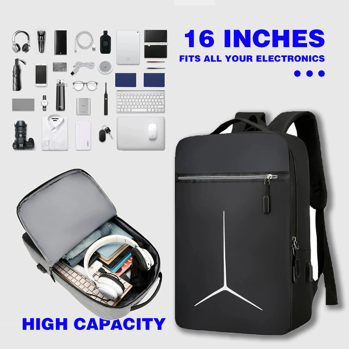 1pc Short Distance Business Travel, 16 Inch Large Capacity, Usb Interface, Computer Backpack, Leisure Multifunctional