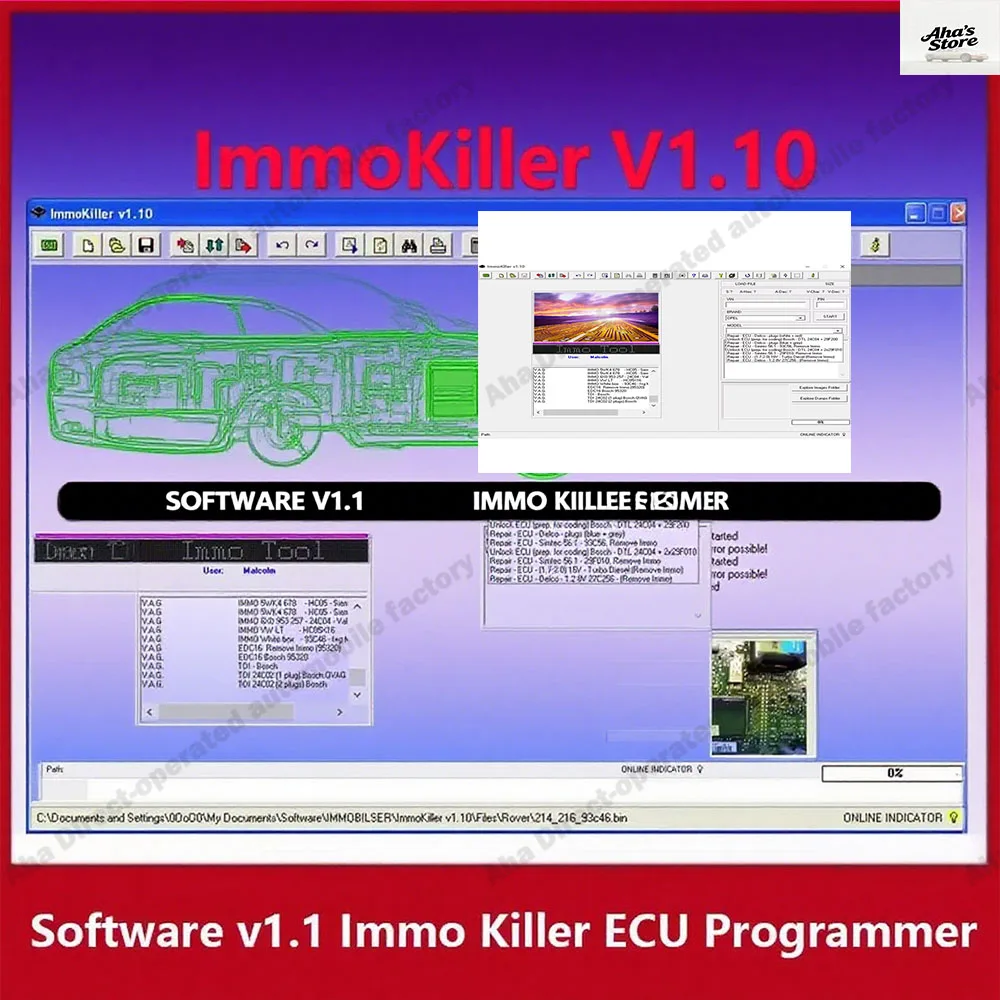 

New ImmoKiller V1.10 obd2 scanner IMMO Off Car Repair Software Immo Killer v1.1 ECU Programmer Immo Off Car accessories Software