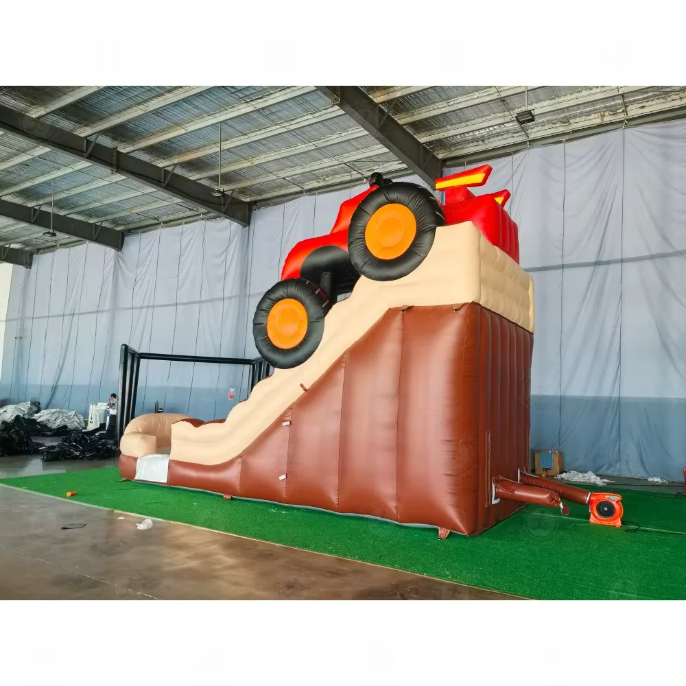 Corrediça inflável da água do caminhão monstro da categoria comercial 8.2m molhado/seco combo kart tema salto corrediça para entretenimento ao ar livre