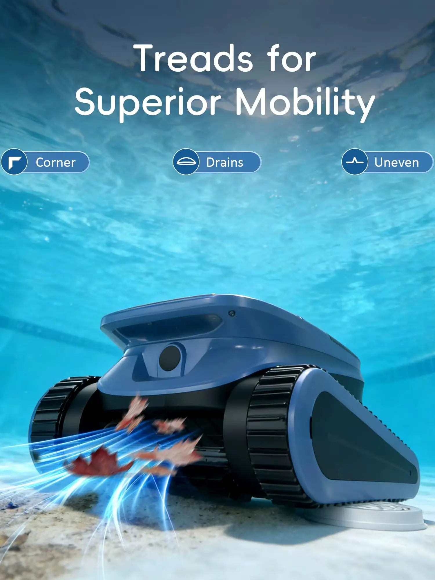 Seauto SAT 40 Roboter-Poolsauger, 240 Minuten Laufzeit, Wandkletterfunktion, Wasserlinienreinigung, für eingelassene Pools bis 3200 Quadratfuß