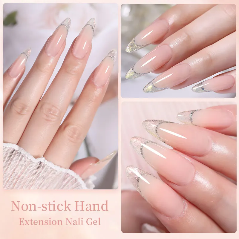 LILYCUTE 8ML Clear Nude Pink Non Stick Hand Solid Extension Gel Nail Polish Nail Art Carving Flower Construction UV Gel Varnish