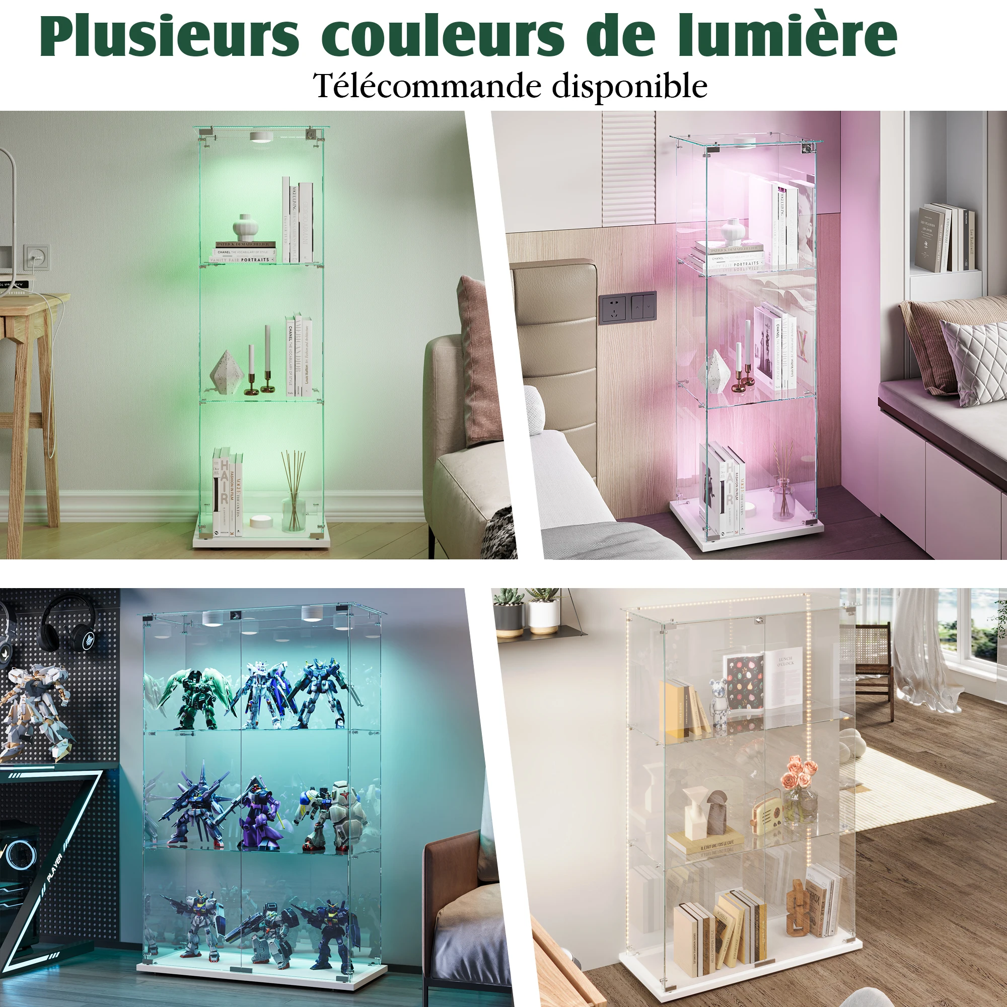 عرض النظارات باب واحد مع 3 أرفف و LED، خزانة نظارات بقفل، نوافذ أثاث غرفة المعيشة، غرفة النوم، #2