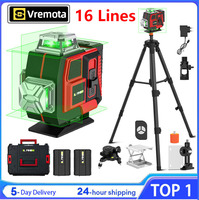 Vremota Professional 16 Lines 4D Laser Level Automatic Line-holding pole Wall 360 Horizontal And Vertical Super power Green Beam