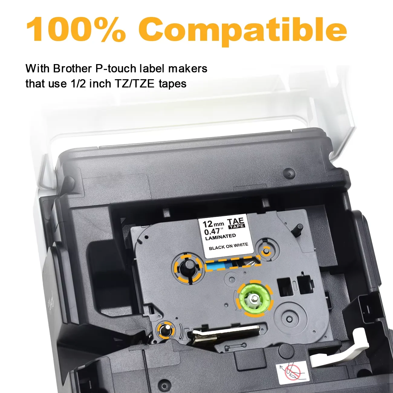 12mm TZ-231 Black on White Label Lamination Ribbon TAe231 Compatible for Brother TZe-231 Label Printer PT-H100 PTD600