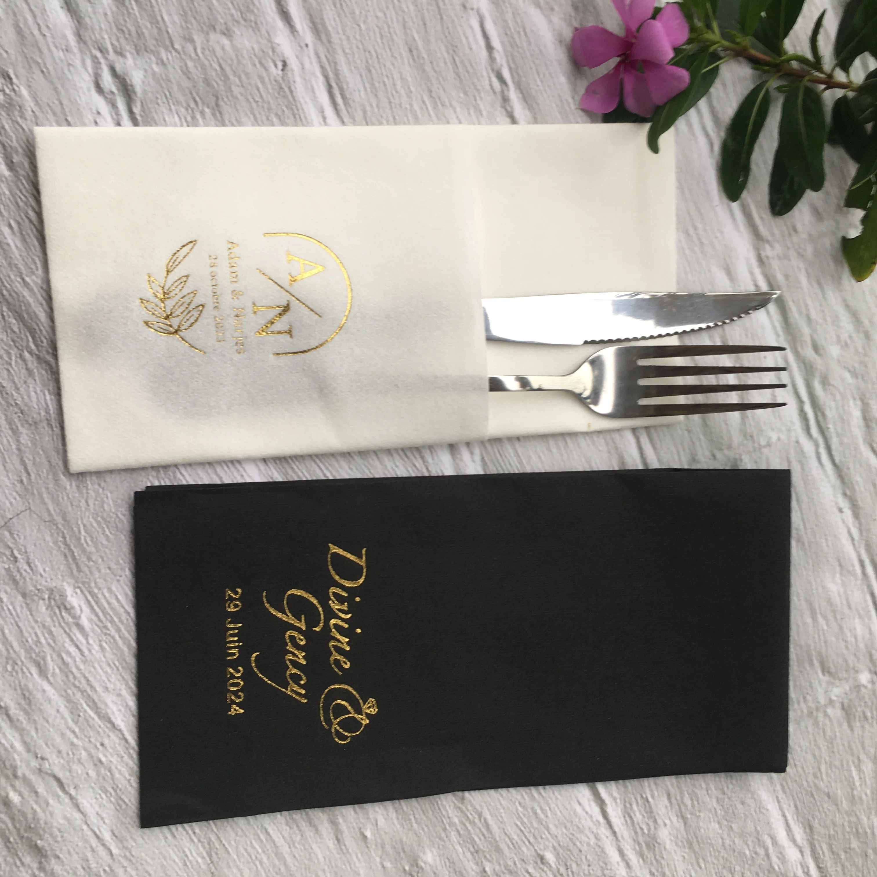 

50pcs Baptism Napkins | Baptism Decor | God Bless Napkins | Personalized Napkins | Gold Foil Baby Napkins | Simple Cross Napkins