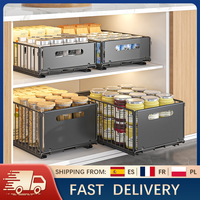 2Pcs Pull Out Kitchen Cabinet Organizer Rack Sliding Storage Shelf for Kitchen Storage Under Sink Pots Pans Spices No Drilling