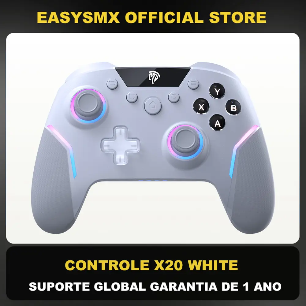 EasySMX X20 Controle PC Controlador Sem Fio Gamepad Aprimorado Controle Compatível com PC/NS/TV/Telefone/Laptop, Salão Micro Gatilhos Joystick RGB Efeito