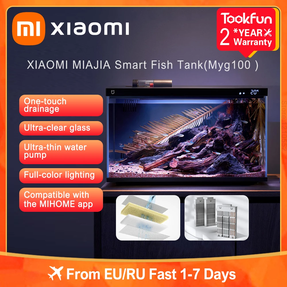 XIAOMI MIJIA Smart Aquarium Myg100 Automatische Fütterung Ultra-Weißglas Vollfarbige Ökologische Lampe App-Steuerung Mit Filter