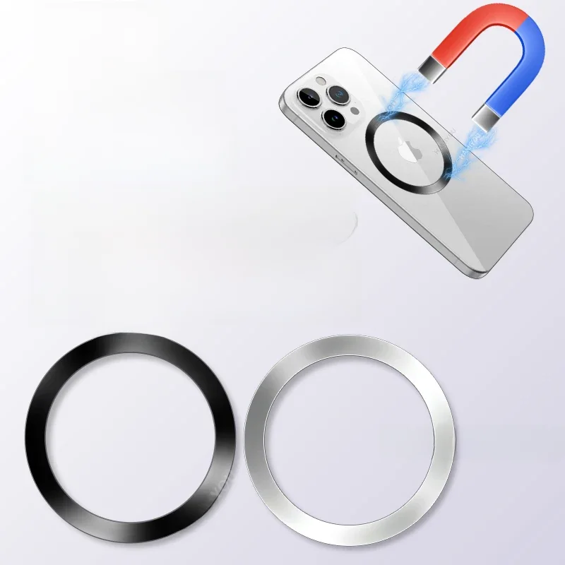 10-1 szt. Samoprzylepny metalowy pierścień arkusz żelaza naklejka na etui na iPhone'a Apple Magsafe magnetyczny pierścień do ładowania bezprzewodowego dla IPhone 15 — zdjęcie 2
