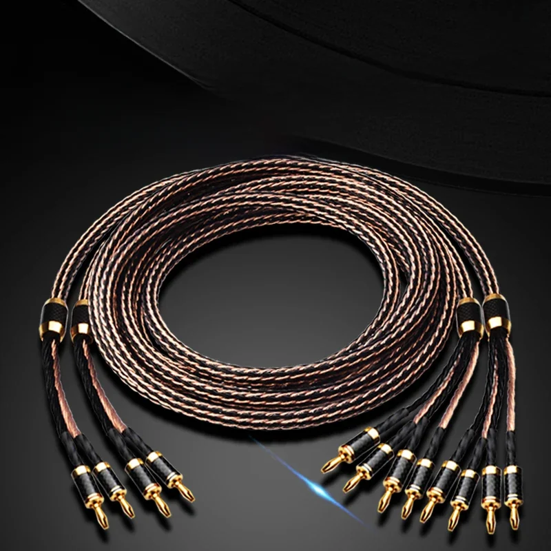 Ataudio Hifi Bi Bedrading Luidsprekerkabel Hi-End Occ Luidsprekerkabel Met Carbon Fiber Banana Plug - afbeelding 2