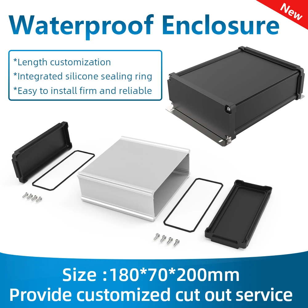 Custom Inverter Instrument Housing Aluminium Electronic Enclosure Outdoor Waterproof Ip68 Junction Box M11 180*70mm