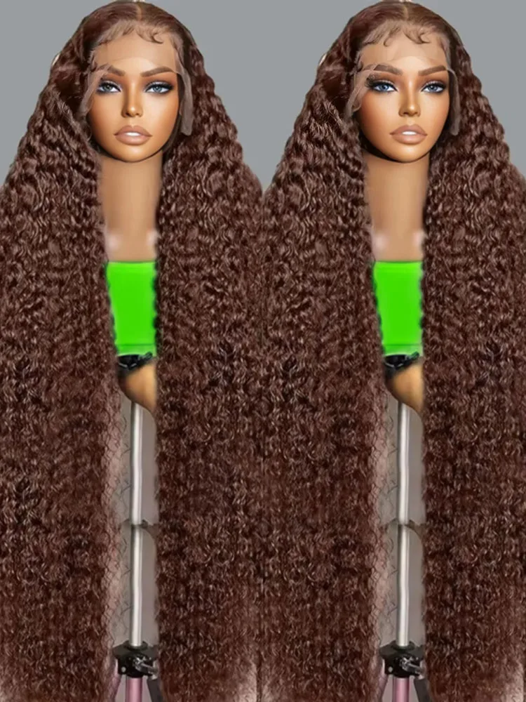 

Mossily 40 Inch 13x6 Lace Frontal Wigs Chocolate Brown Curly Human Hair Wig Brazilian Deep Wave 13x4 Lace Frontal Wig For Women