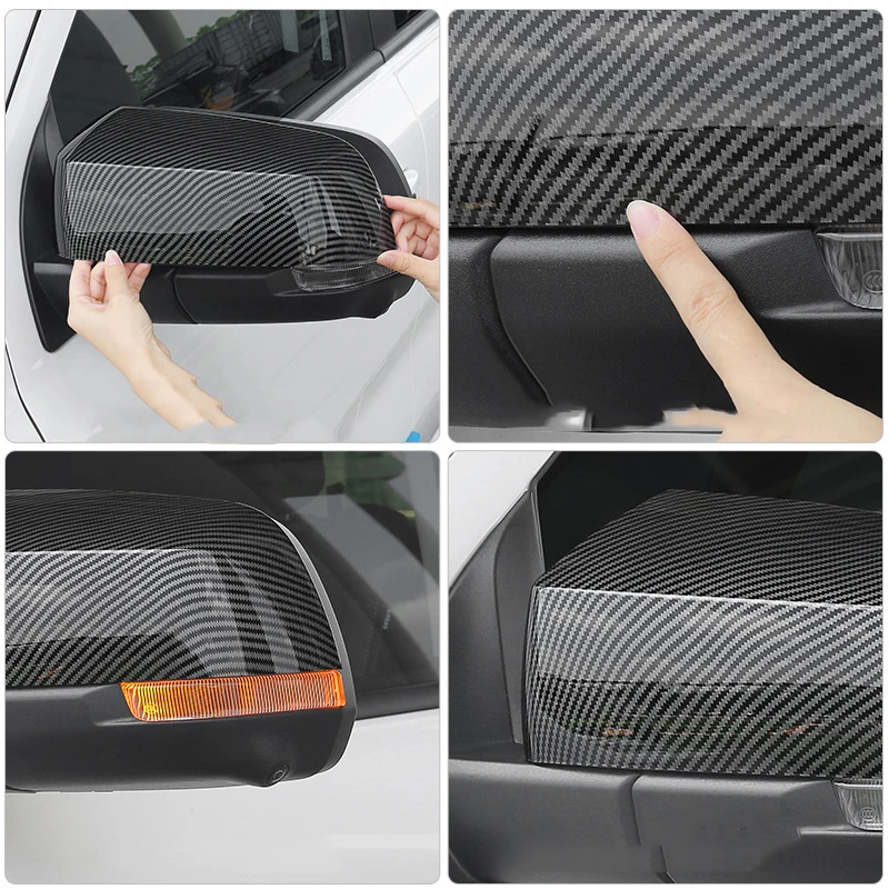 for Ford Ranger T9 P703 MK2 2023 2024 Carbon Fiber Car Rearview Side Mirror Cover Wing Cap Exterior Door Rear Trim Accessories