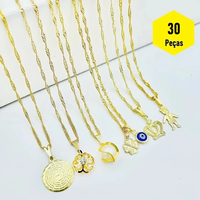 Kit 30 Necklace Chain Female Pendant Veneer Biju Wholesale Jewelry Slot