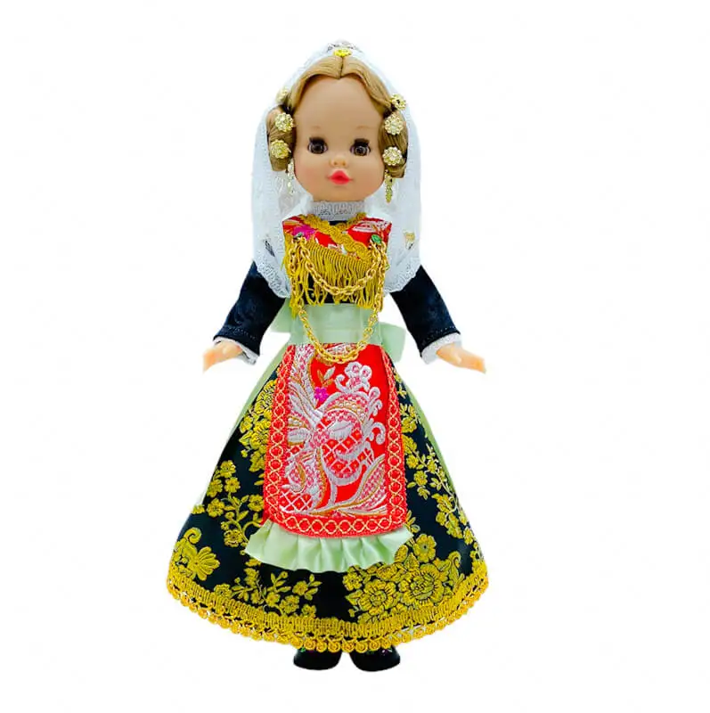 VESTIDO REGIONAL TÌPICO SALMANTINA CHARRA SALAMANCA MUÑECA SINTRA, SIMONA, CLASICA 42 CM. MUÑECA NO INCLUIDA. FOLK ARTESANÍA