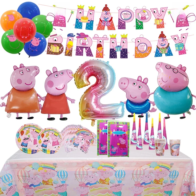 Peppa Pig Birthday Party Decoration, Balão De Folha De Alumínio, Suprimentos Do Evento Do Miúdo,