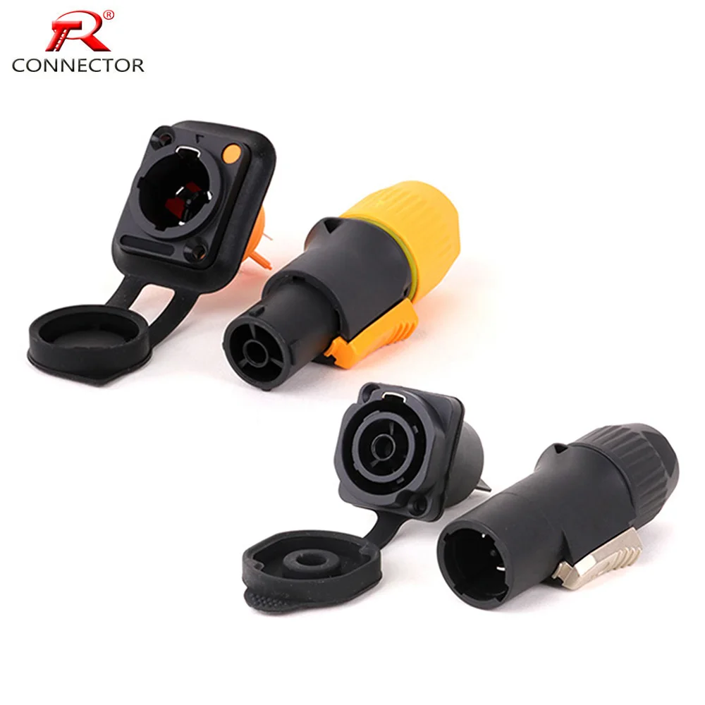 1set In/Output Waterproof Locking Powercon True Connector NAC3FX-W + PowerCon Chassis Connectors NAC3MPX or NAC3MX-W + NAC3FPX