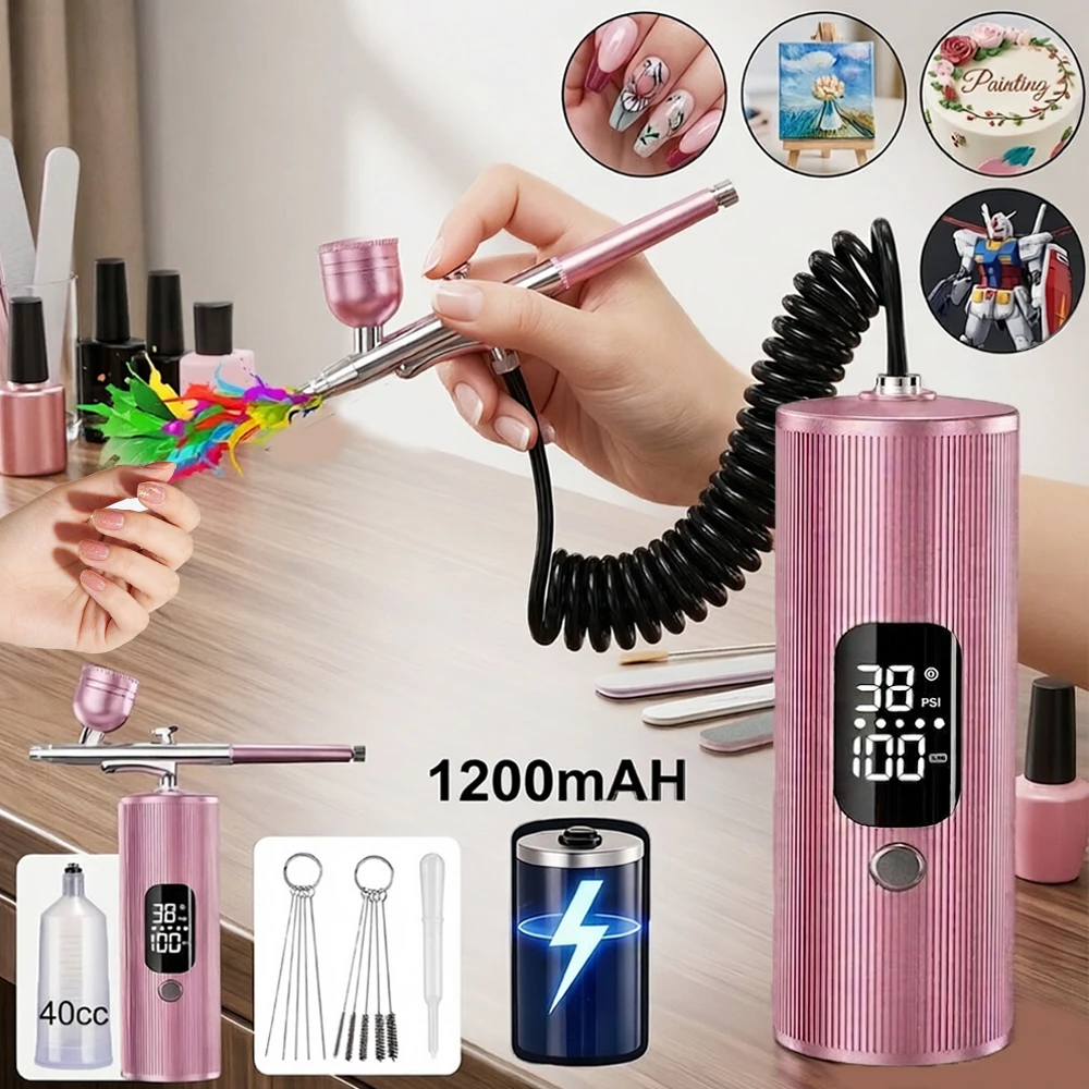 

Портативный аэрограф-компрессор для ногтей и декора тортов, мини-набор для аэрографии, ручной аэрограф-распылитель с компрессором для нейл-арта