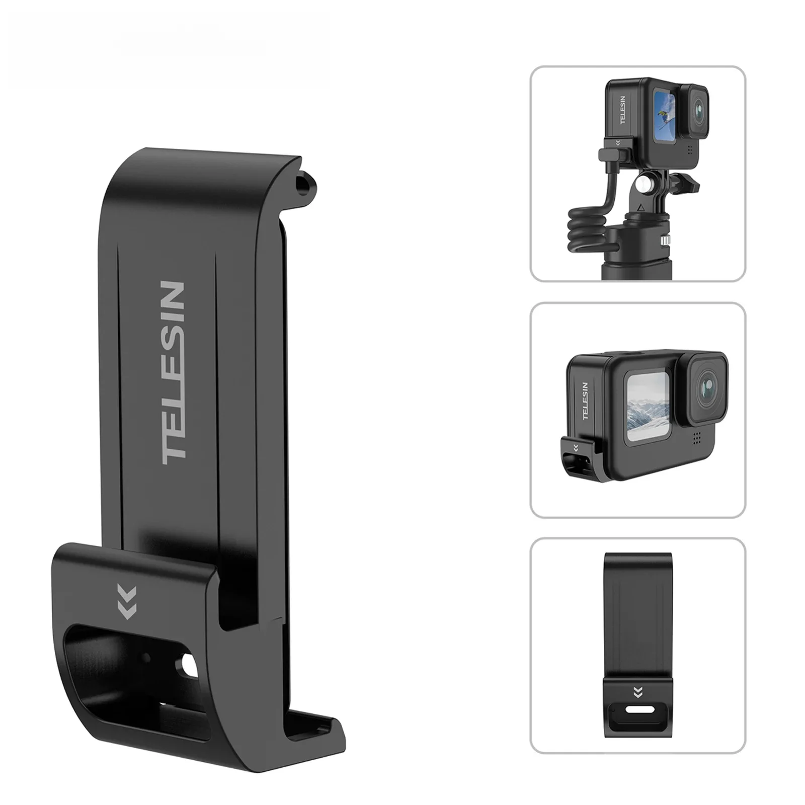 TELESIN couvercle latéral étanche pour GoPro 12 11 10 9 facile amovible type-c Port de couverture de charge pour GoPro 12 Hero 11 10 9 batterie