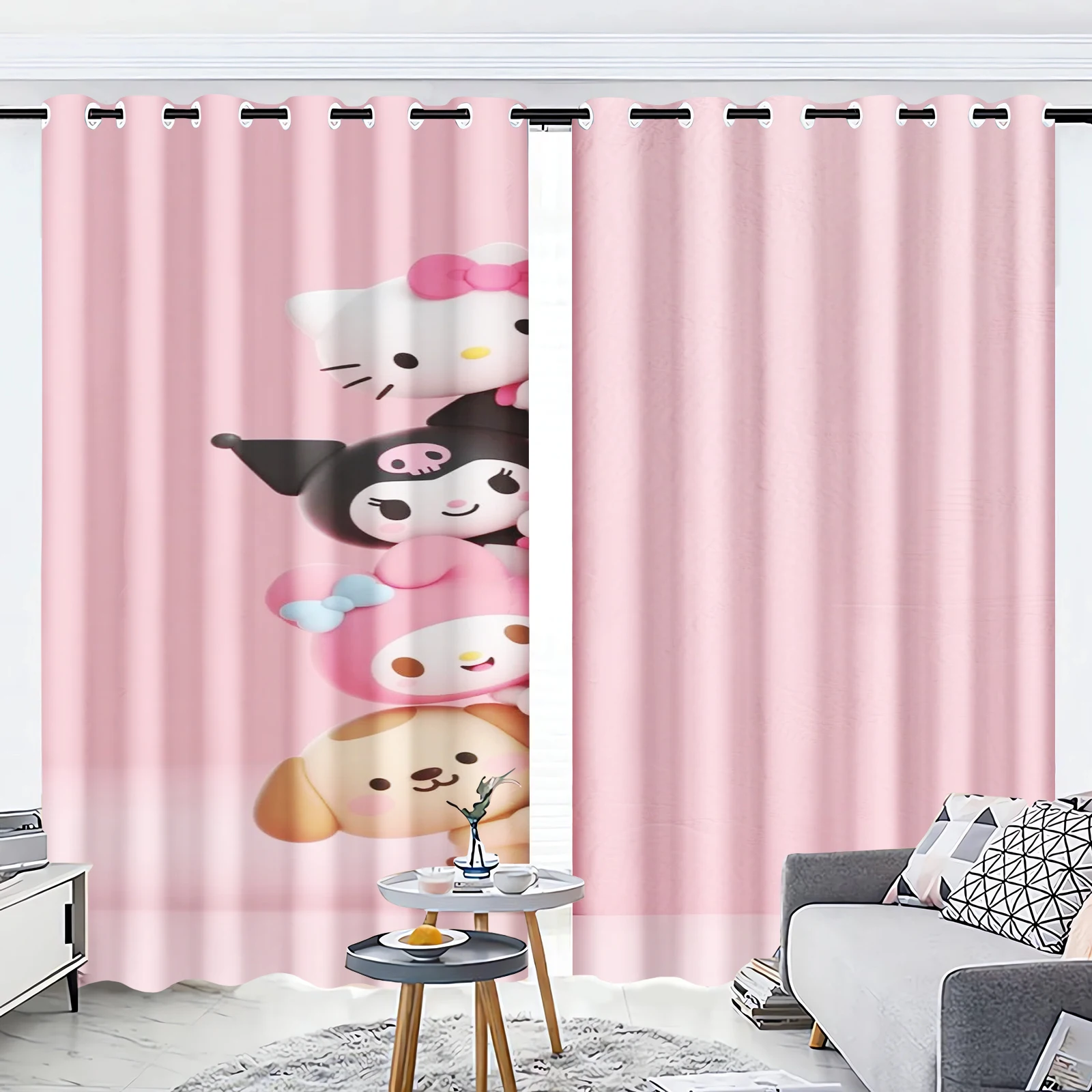 

Hello Kitty Home Decor Printed Curtains For Living Room Bedroom Blackout Curtains Cartoon Cute Dustproof 100% Polyester