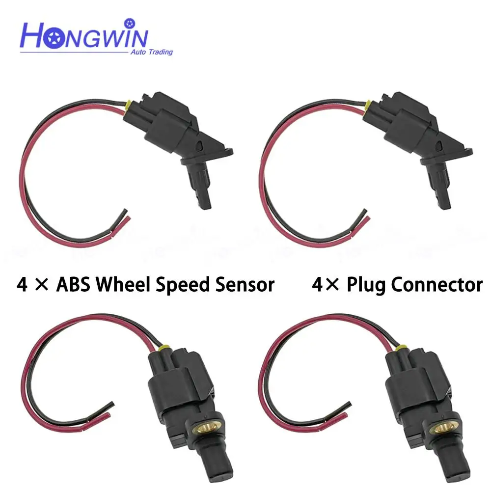 4 ABS Wheel Speed Sensor W/Connector Front Rear BP4K-43-711A, BP4K-43-701A Fits Ford Jaguar Lincoln Volvo 2.5L - Mazda 3 Mazda 5