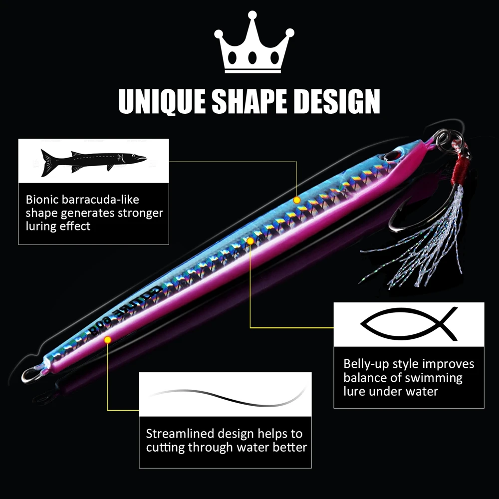 Goture 4pcs/lot Metal Slow Jigging Spoon Lure 60g 80g 100g 150g  Quality Professional Fishing Lure Ocean Jig Spoon Trolling Bait