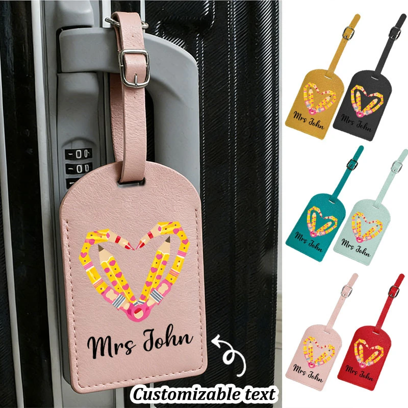 

Custom Luggage Tags Heart Pencil Pattern ID Label Tag Personalized Travel Accessories Perfect for Suitcases Backpacks Gym Bags