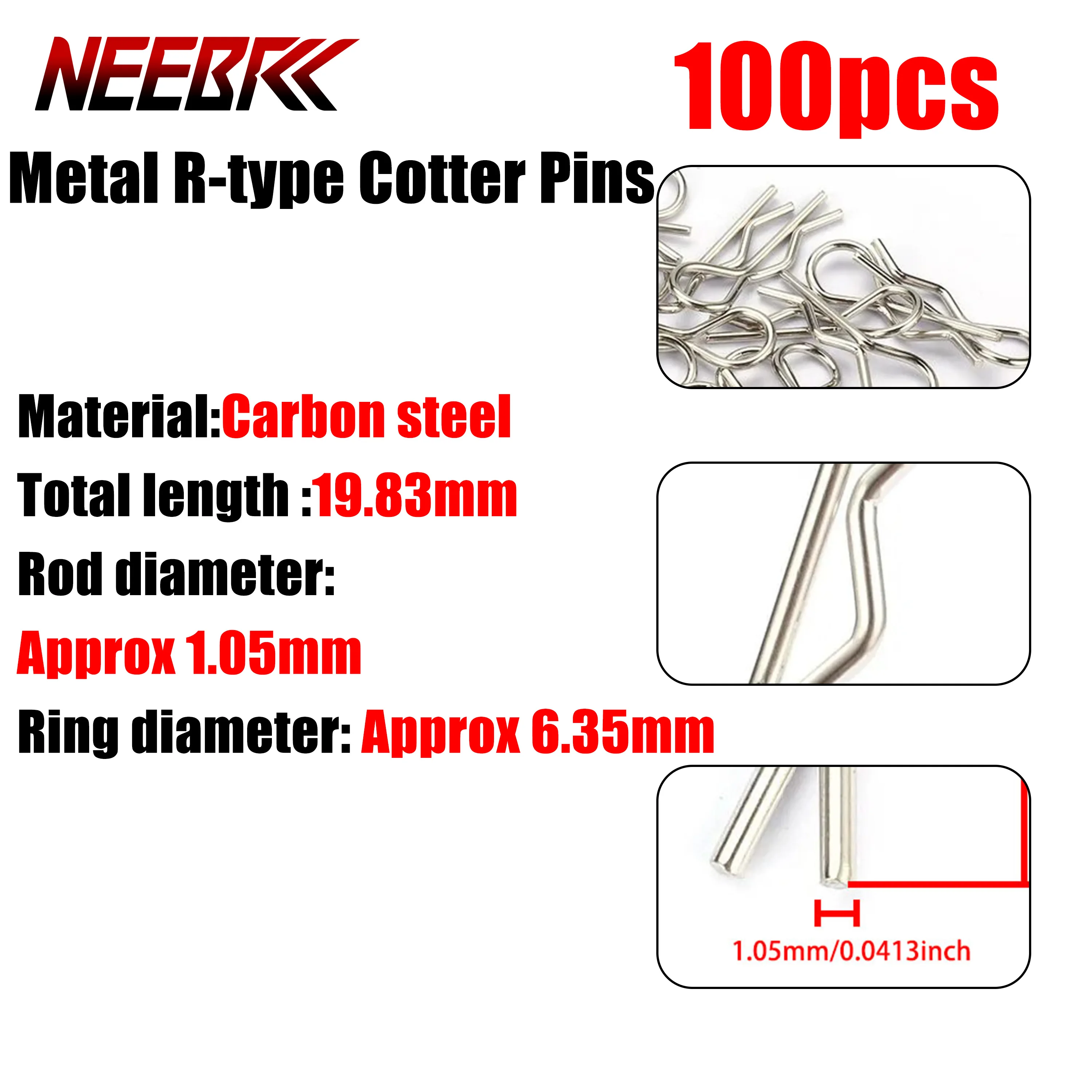 

100PCS Metal R-type Cotter Pins R RC Body Shell Clips Buckles Wave Latch Bolt Car Model Accessories Truck Buggy Spare Part Toy