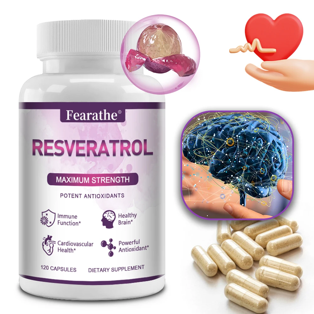 

Resveratrol Supplement - Skin and Heart Health,Immune Health,Anti-Aging, Antioxidant,Non-GMO,Gluten Free