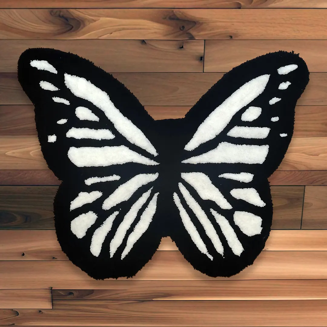 

White Butterfly custom handmade custom rug Carpet Housewarming Gift Handmade Non-Slip Romantic Home Decoration Carpets