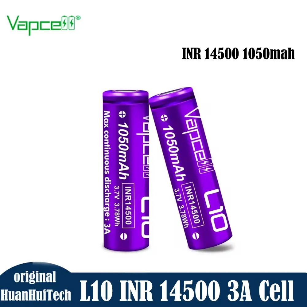 1-12pcs Original Vapcell L10 INR14500 1050mAh 3A 3.7V Battery Rechargable Lithium 14500 Battery For Flashlight VS Vapcell H10