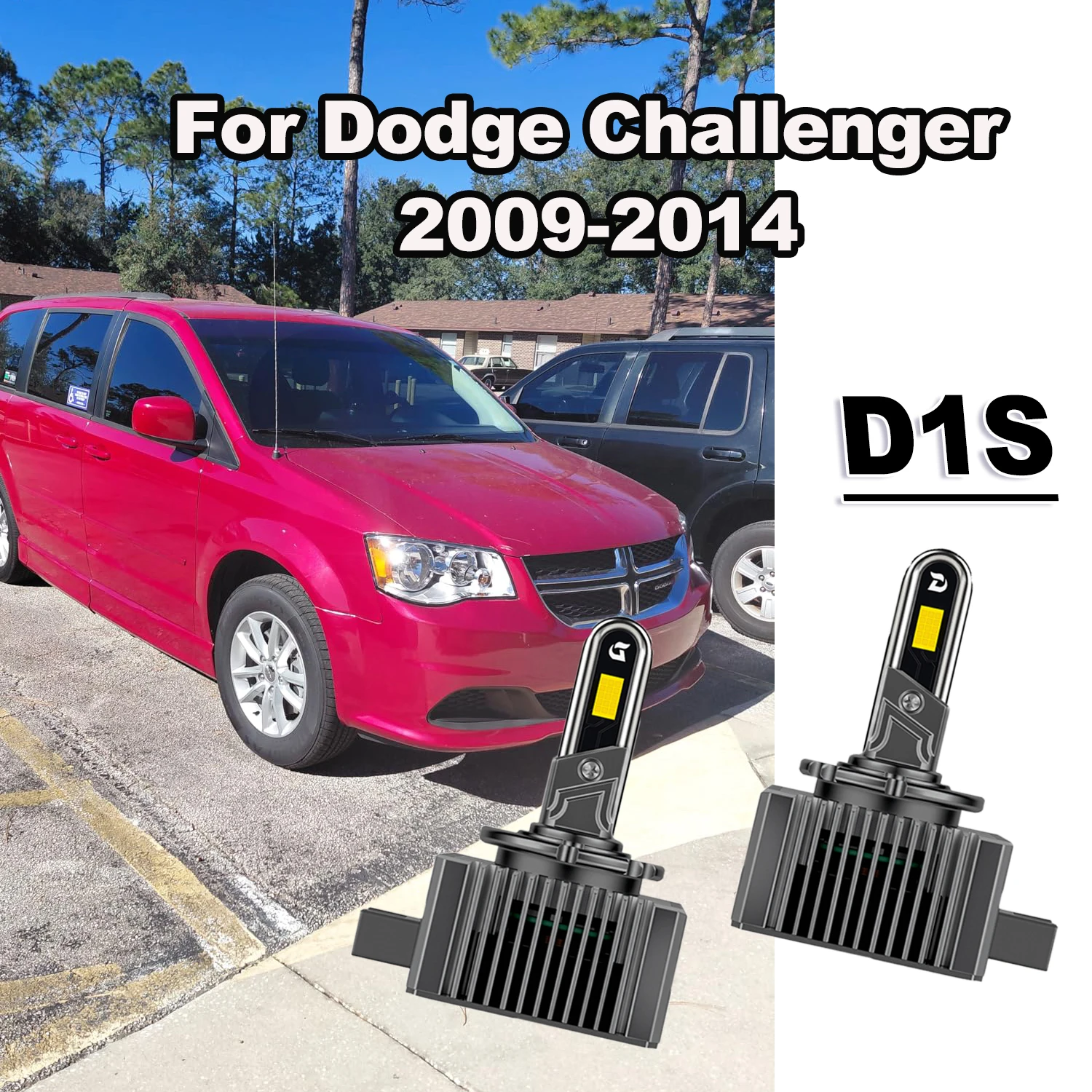 

D1S D1R LED Headlight Bulbs Kit White Conversion Lamp For Dodge Challenger 2009-2014 Built in Internal Drive With Fan Light Bulb