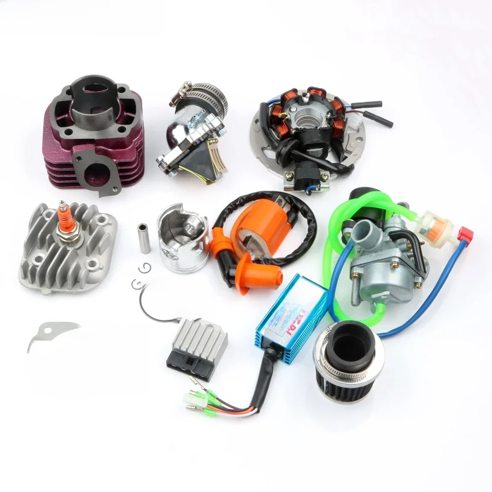 Zestaw cylindrów wyścigowych 70cc z dużym otworem i gaźnik i filtr powietrza i cewka i CDI dla Yamaha JOG 50 Minarelli 1E40QMB 47mm/10mm — zdjęcie 2